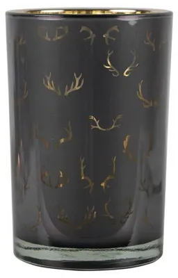 Image de Mars & More : Bougeoir en verre, silhouette de bois de cerf, 18 cm