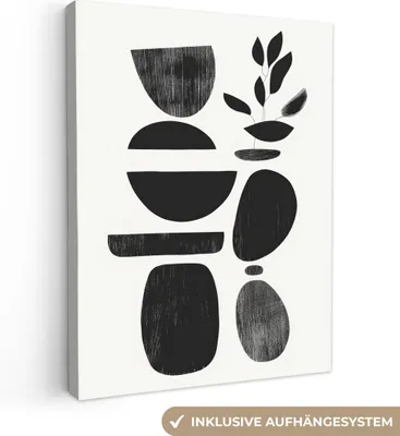 Obrázok produktu pre Plátno 60x80 cm - Japandi - Postavy - čierne, obraz Moderné, nástenné dekorácie, maľba