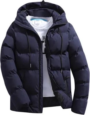 Produktbild von ASKSA Winterjacke Herren Steppjacke mit Kapuze Warme Stepp Outdoor Winter Puffer Jacke Herrenjacken uebergangsjacke mit Reissverschluss (Marineblau,L)