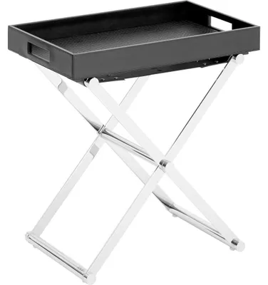 Klapptisch mit Tablett, schwarz chrom, 52x32x50 cm