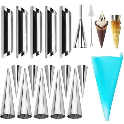 Produktbild von Croissant Backformen Set 18-teilig Edelstahl, Hörnchen und Cannoli Formen