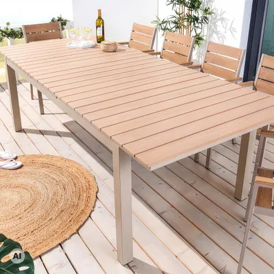 Produktbild von riess-ambiente Gartentisch DESIGNO 200-250-300cm natur greige WPC Aluminium Esstisch ausziehbar outdoor