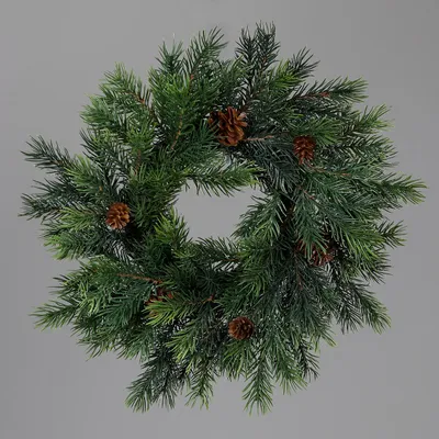 Produktbild von künstlicher Weihnachts Tannen Kranz mit Zapfen D. 40cm grün DPI WA