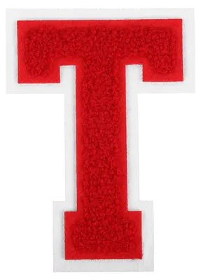 Chenille-Buchstaben-Patch, rot, 10,2 x 7,5 cm, Buchstabe T