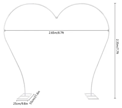 Immagine prodotto di Arco nuziale a forma di cuore - Porta fiori - Ferro - 2,65 x 2,35 m - Decorazione fai-da-te - Capacità di carico fino a 8 kg - Bianco