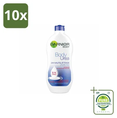 Image de 10 x Lotion pour le corps Garnier, enrichie en urée et au beurre de karité, effet lissant, 400 ml - Lot de 10 pièces