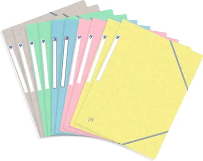 Obrázek produktu pro OXFORD Topfile+ 10 kartonových obalů, 3 klopy, formát A4, gumička, 5 pastelových barev