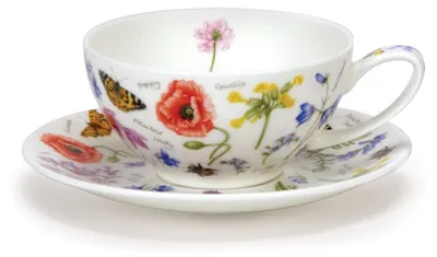 Teetasse & Untertasse Set, Blumenmuster, Porzellan, 350 ml