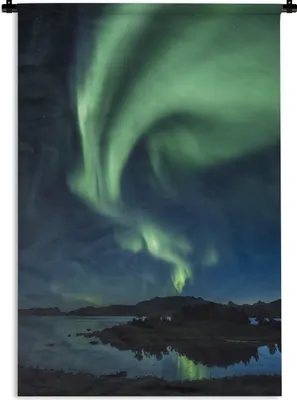 Produktbild von MuchoWow® Wandteppich Wandbehang Nordlichter - Landschaft - Norwegen 90x135 cm Tapisserie Dekoration Wandtuch - Baumwolle - Wandskulptur