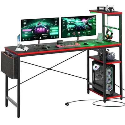 Produktbild von Eck-Computertisch mit LED & Steckdose, 155cm weiß, reversibel für Home Office