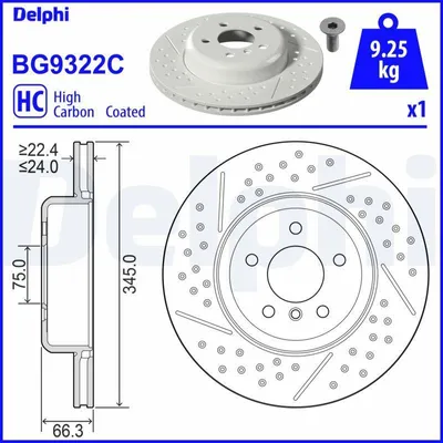 Produktbild von DELPHI Bremsscheibe BG9322C