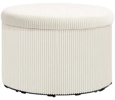 Produktbild von Fußhocker mit 97 L Stauraum, Cordstoff, Schaumstoff, Beige, für Wohnzimmer