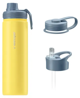 Isolierflasche 700 ml, Edelstahl, drei Deckel, Gelb