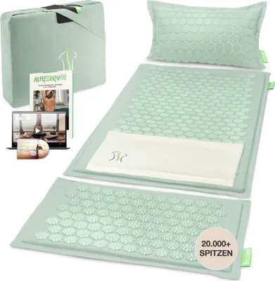 Produktbild von BACKLAxx® Akupressurmatte Set "Magnum" 162x52 (inkl. gratis Hörbuch und eBook) mit Kissen, Tasche und Tuch in gletschermint