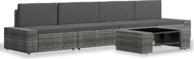 Produktbild von vidaXL 5-tlg. Garten-Lounge-Set Poly Rattan Grau