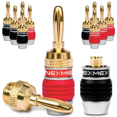 Produktbild von NEXMEX Bananenstecker 12 Stück High End Stecker 24K vergoldet für Kabel bis 6mm²
