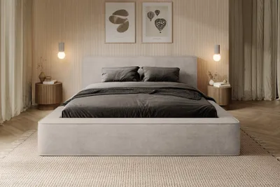 Produktbild von Polsterbett Bett OMAHA 140x200cm in Stoff Macau Sand  / Speed