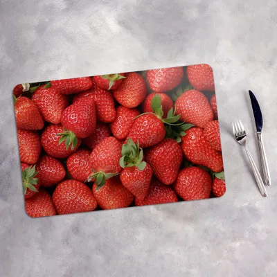 Produktbild von Tischset 6x45x30 cm + 6x10fi cm Platzset Tischmatte Platzmatte Untersetzer - frische Erdbeeren