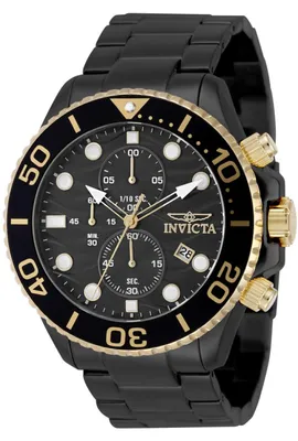 Obrázek produktu pro Invicta Pro Diver 50222 Pánské hodinky - Quartzový strojek - Nerezová ocel s černým ciferníkem - 53 mm