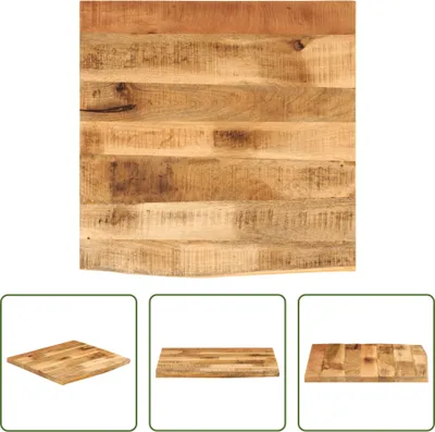 Produktbild von The Living Store Tischplatte 60x60x2,5 cm Baumkante Massivholz Raues Mangoholz
