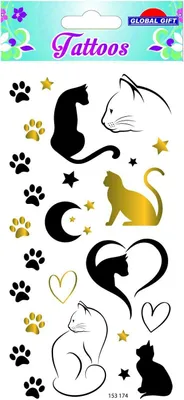 Produktbild von Temporäre Tattoos - Katzen - Schwarz & Vergoldet
