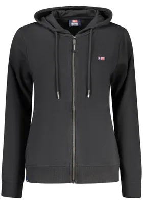 Produktbild von Schwarzes Damen-Sweatshirt mit Reißverschluss und Applikation