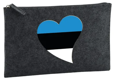 Produktbild von Huuraa Kulturbeutel Estland Flagge Herz 1 Liter Charcoal Filz Kosmetiktasche Geschenkidee