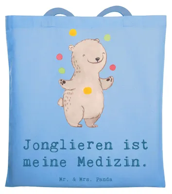 Produktbild von Mr. & Mrs. Panda Shopping Tasche Bär Jonglieren - Sky Blue - Geschenk, Artistik, Stoffbeutel, Zirkus, Jongleur, Tote Bag, Laptoptasche, Jutebeutel, Einkaufstasche