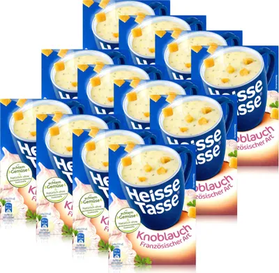 Produktbild von Heisse Tasse Knoblauch Französische Art mit Croûtons 3 Beutel á 17,9g (12er Pack