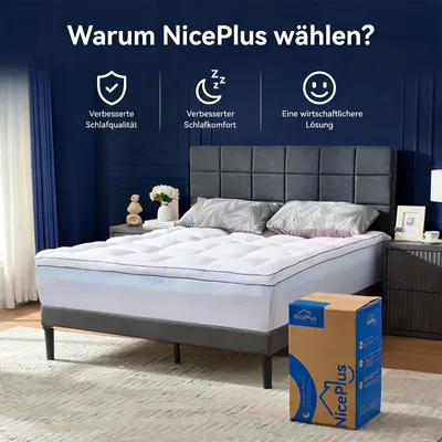 Produktbild von NicePlus Topper, 90x200x10cm, 5-Zonen Gel-Schaum - Für erholsamen Schlaf, 360° Mesh für alle Matratzen, H3