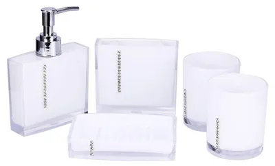 Produktbild von 5-teiliges Badezimmer-Zubehör-Set Kunststoff Weiß