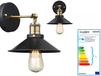 Produktbild von Globo Lighting Wandleuchte Metall messingfarben, 1x E27