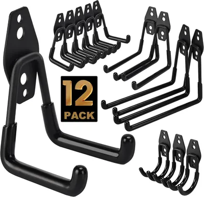 Immagine prodotto di Gancio a parete - Set di 12 pezzi - PVC - Nero