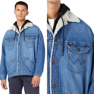 Produktbild von WRANGLER Herren, Jeansjacke OVERSIZED SHERPA, L, Blau, jeansmantel, , jeansjacken