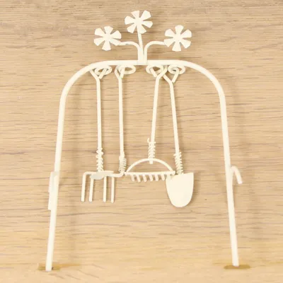 Produktbild von Minigarten Stecker Gartenwerkzeug Metall weiß 17 cm Höhe Deko