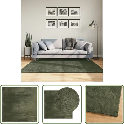 Obrázek produktu pro The Living Store Koberec HUARTE s krátkým vlasem, měkký a omyvatelný, lesní zelená 160x160 cm