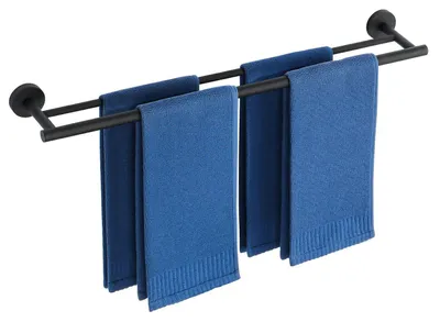Obrázek produktu pro Držák na ručníky, černý, 70 cm, dvojitý, nerezová ocel SUS304, montáž pomocí šroubů