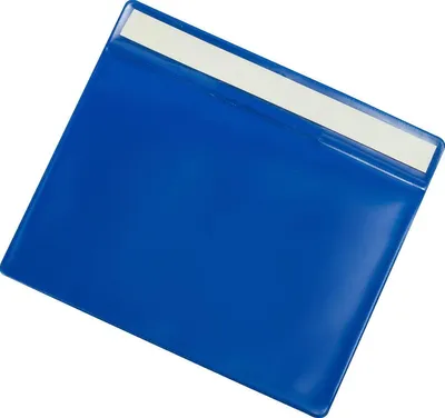 Image de Pochette d'étiquetage A5 (format paysage), en PVC, autocollante, bleue, lot de 10 pièces