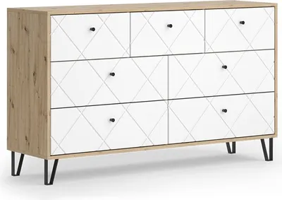 Produktbild von Kommode Vicco Nizza Artisan-Eiche 140.2 x 82.6 cm mit 7 Schubladen, Model 57500