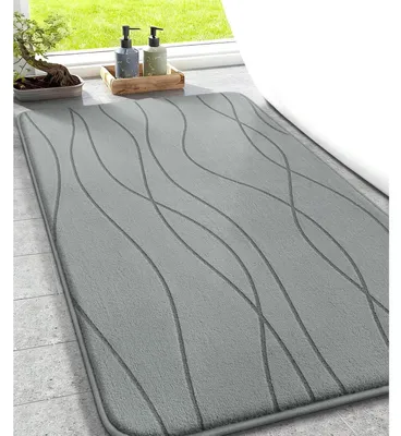 Produktbild von Badezimmerteppich Memoryschaum rutschfest weich saugfähig 50x80cm Grau