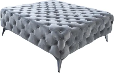 Produktbild von KAWOLA Hocker NARLA Chesterfield Velvet silber 110x110cm