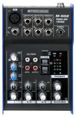 Produktbild von Pronomic M-502 5-Kanal Mischpult mit XLR, 48 V Phantomspeisung, Schwarz