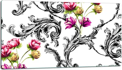 Produktbild von Glasschneidebrett Herdabdeckplatte Glaskeramikkochfeld Universal 52x30 cm Blumen