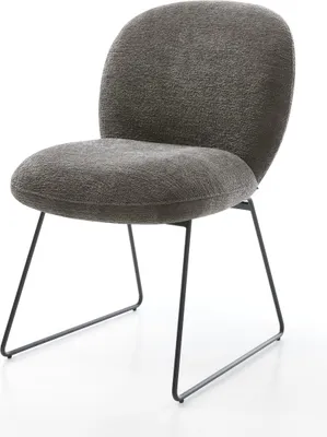 Produktbild von DELIFE Esszimmerstuhl Nube-Flex Bouclé Soft Schlamm Kufengestell Schwarz Taschenfederkern