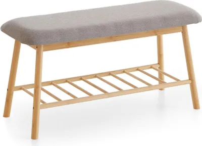 Immagine prodotto di xonox.home panca piccola (L/A/D: 90x45x34 cm) grigio e bambù