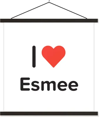Produktbild von MuchoWow® Textilposter Ich liebe - Esmee - Mädchen 120x120 cm mit schwarzem Rahmen - Aufhängungsset