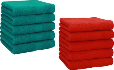 Produktbild von Betz 10 Stück Seiftücher 30x30 cm PREMIUM 100% Baumwolle  Farbe: smaragdgrün und rot