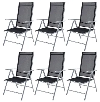 Image de CASARIA® 6x Chaises de jardin pliantes aluminium 120kg dossier haut réglable 8 positions chaise camping balcon terrasse résistant intempéries argent