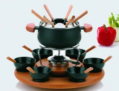 Produktbild von Kela Fondue 'Natura' 23-Teilig Buchenholz/Schwarz/Edelstahl