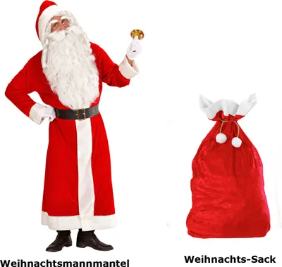 Produktbild von Santa Claus Kostüm  XL - Weihnachtsmann - Nikolaus SAMT Delux + roter Sack